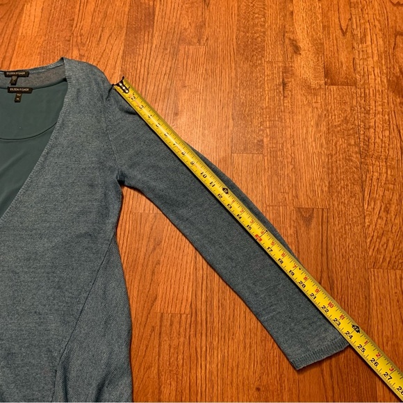 Eileen Fisher Linen Button Up Asymmetrical Cardigan Sweater with Silk Tank Top - Picture 10 of 16